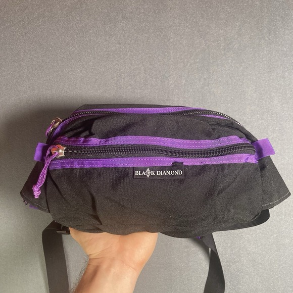 Black Diamond Handbags - Vintage Black Diamond Climbing Hip Bag/Belt Bag/ Fanny Pack 90's Black  Purple